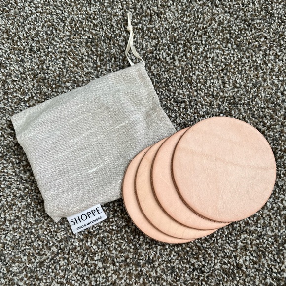 Amber Leather Coasters Set of 4 - Picture 5 of 5